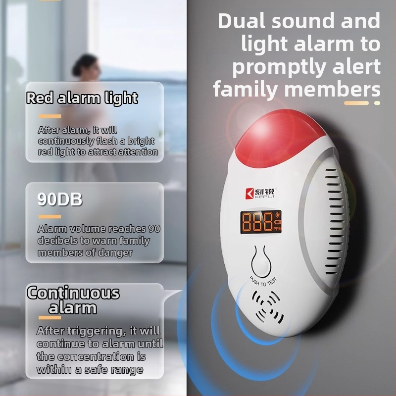 Detector de gaz cu afișaj de concentrație CO și gaze combustibile, alarmă, montaj pe perete, model CD17, 110-220V