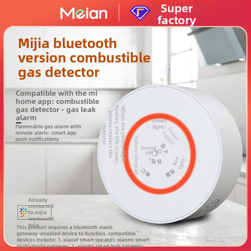 Meian GA01 plynový alarm s Bluetoothom, 360° detekcia, pokrytie 30 m², na stenu, bezdrôtový 2,4 GHz, 90-240 V