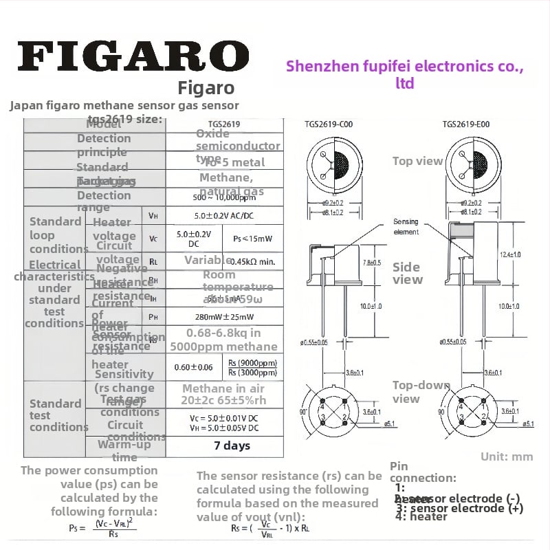 Figaro TGS2619-C00 E00 plynový senzor pre metán a zemný plyn – detekcia úniku plynu v domácnosti