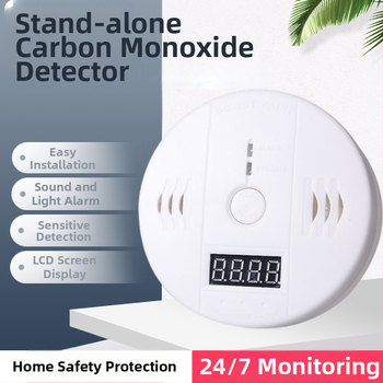 3-v-1 CO, požiaru a plynu detektor s LCD displejom – model DY-830; napájanie: batérie 3×9V alebo DC12V; 360° detekcia až do 5 m; bezdrôtový s výstrahou zvukom a svetlom