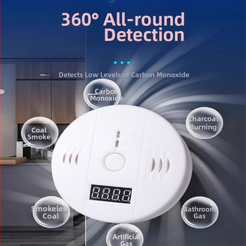 3-v-1 CO, požiaru a plynu detektor s LCD displejom – model DY-830; napájanie: batérie 3×9V alebo DC12V; 360° detekcia až do 5 m; bezdrôtový s výstrahou zvukom a svetlom