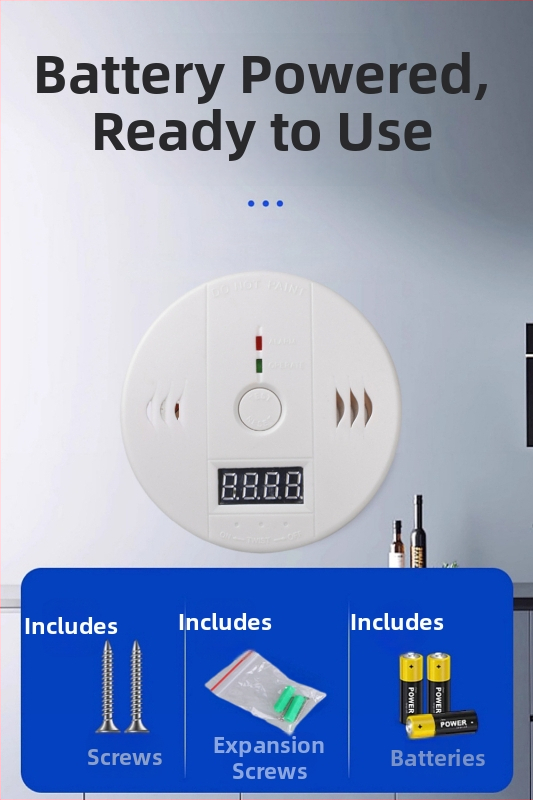 3-v-1 CO, požiaru a plynu detektor s LCD displejom – model DY-830; napájanie: batérie 3×9V alebo DC12V; 360° detekcia až do 5 m; bezdrôtový s výstrahou zvukom a svetlom