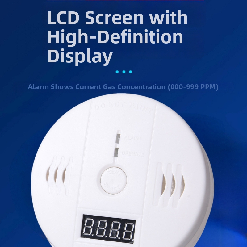 3-v-1 CO, požiaru a plynu detektor s LCD displejom – model DY-830; napájanie: batérie 3×9V alebo DC12V; 360° detekcia až do 5 m; bezdrôtový s výstrahou zvukom a svetlom