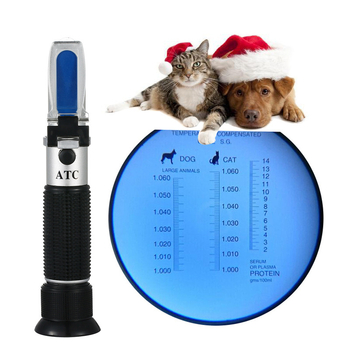 Refraktometru de urină pentru animale de companie, model RHC300ATC, refraktometru cu prismă pentru pisici și câini, interval de măsurare 0-12 g/dL, greutate 0,15 kg