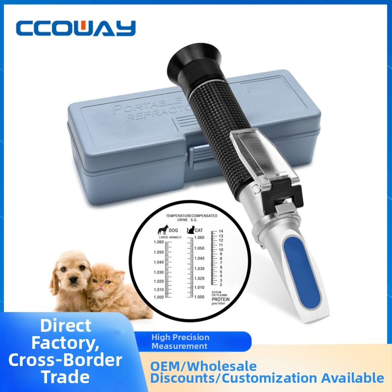 Ručný veterinárny refraktometer pre psov a mačky – meria špecifickú hmotnosť moču a koncentráciu sérového proteínu