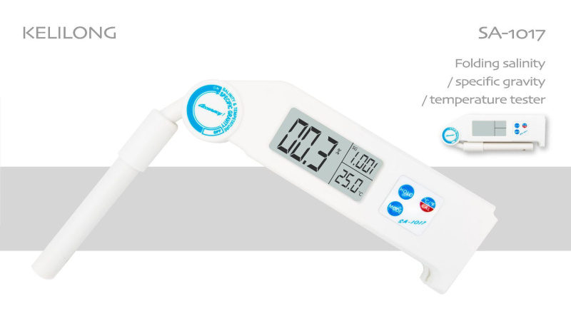 Refraktometru digital pentru salinitatea apei de mare, Kelilong SA-1017, interval 0–20, greutate 95 g (model SA-1017, interval 0–20, greutate 95 g, pentru apă de mare)