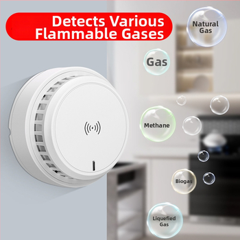 Domový detektor plynového alarmu, stropný montáž, sieťový, 12V, 360° detekcia, dosah 20–30 m, zvukovo-svetelný alarm, HC-202