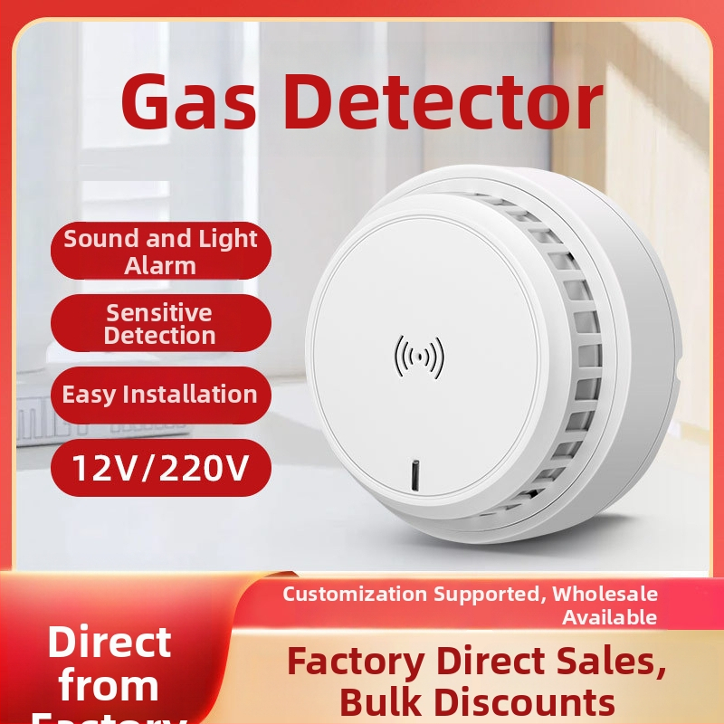 Domový detektor plynového alarmu, stropný montáž, sieťový, 12V, 360° detekcia, dosah 20–30 m, zvukovo-svetelný alarm, HC-202