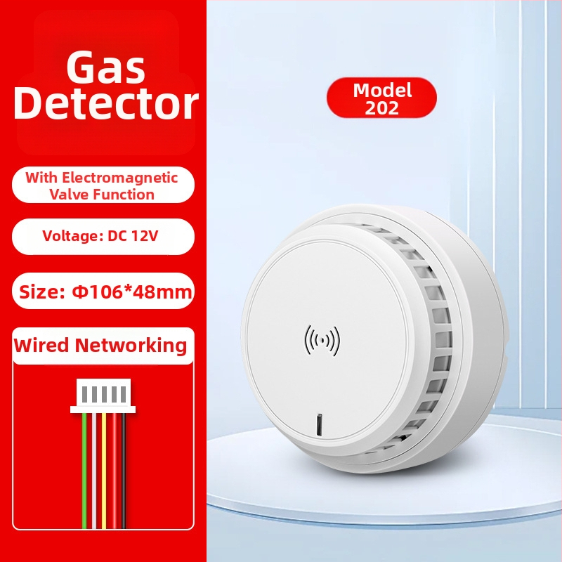 Domový detektor plynového alarmu, stropný montáž, sieťový, 12V, 360° detekcia, dosah 20–30 m, zvukovo-svetelný alarm, HC-202