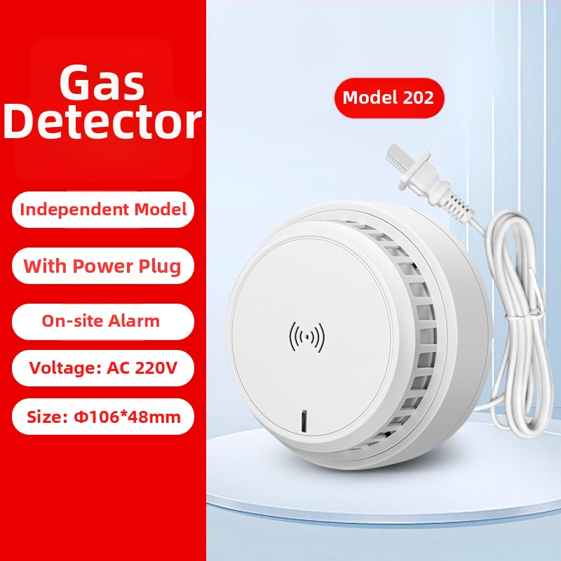 Domový detektor plynového alarmu, stropný montáž, sieťový, 12V, 360° detekcia, dosah 20–30 m, zvukovo-svetelný alarm, HC-202