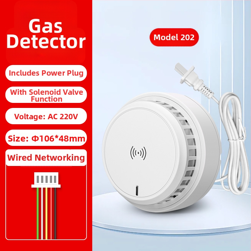 Domový detektor plynového alarmu, stropný montáž, sieťový, 12V, 360° detekcia, dosah 20–30 m, zvukovo-svetelný alarm, HC-202