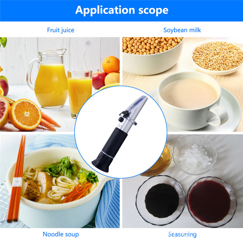 2-az-1-ben refraktométer, 0-32% Brix, 0-28% sótartalom, cukortartalom gyümölcslevekben és sótartalom szójaszószban
