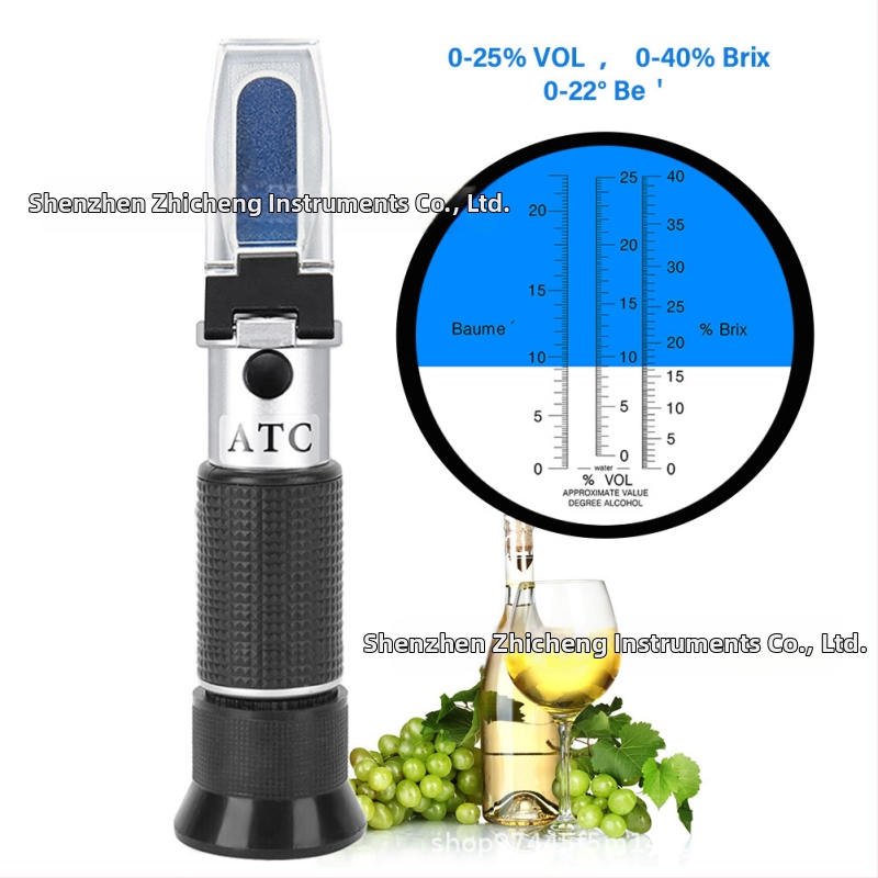 Prenosný refraktometer na víno, 0-22 Brix, 0-25% alkoholu, 0-40% cukru