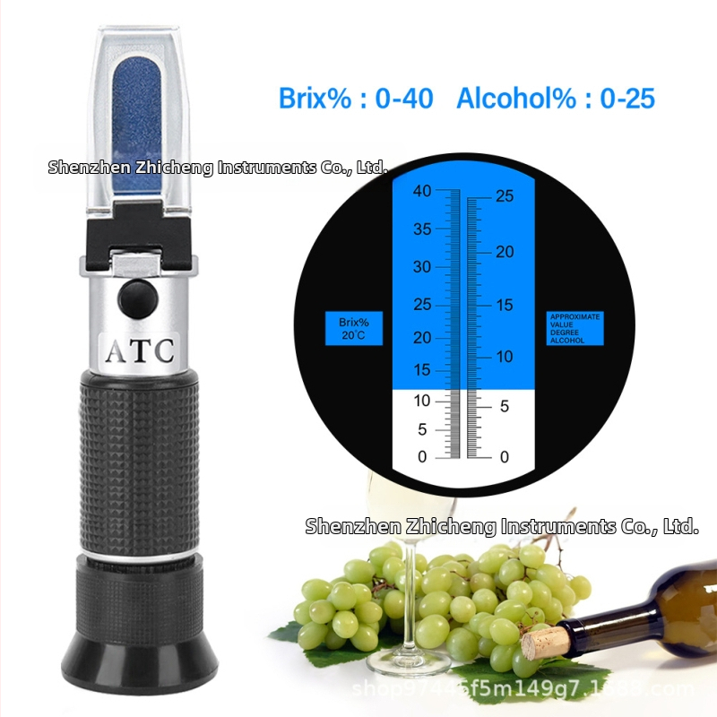 Prenosný refraktometer na víno, 0-22 Brix, 0-25% alkoholu, 0-40% cukru