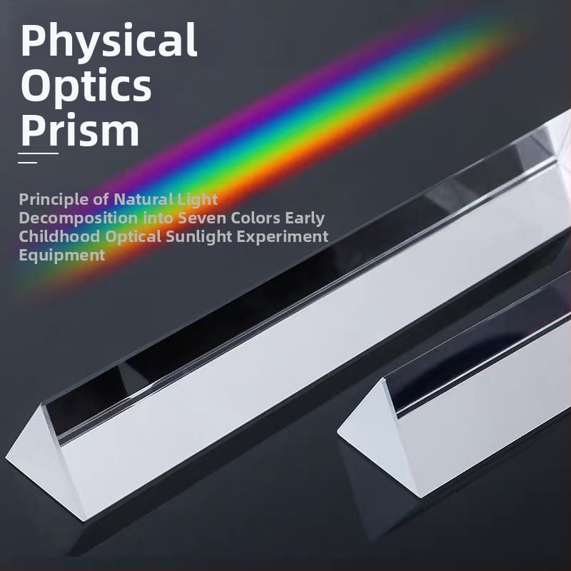 K9 optický trojuholníkový prism s pásom pre fyzikálny experiment – sedemfarebné svetlo, sklenený refraktor, priepustnosť svetla