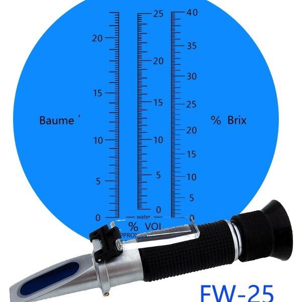 FW-25 Refractometru de mână pentru vin – Brix, 3 în 1, portabil