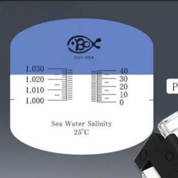 BOXSEA 25°C hőmérséklet-kompenzált sómérő tengervízhez, akvakultúrához, nagy kijelző, modell 0101h, sótartomány 0.1-1.3