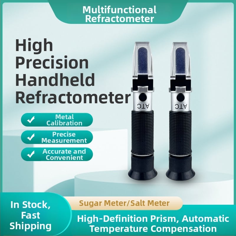 Kézi refraktométer cukor- és sótartalom mérésére – Brix mérő gyümölcslevekhez és tengervíz sótartalmához – Eredet Hengshui, testre szabott márka