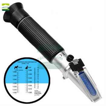 Veterinaarne refraktomeeter kasside ja koerte uriini jaoks – uriini spetsiaalse gravitatsiooni ja seerumproteiinide kontsentratsiooni mõõtmine