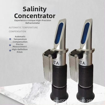 Dispozitiv portabil din aluminiu pentru concentrația zahăr-sare, cu senzor optic de salinitate, pentru saramuri și alimente, interval 0-32%.