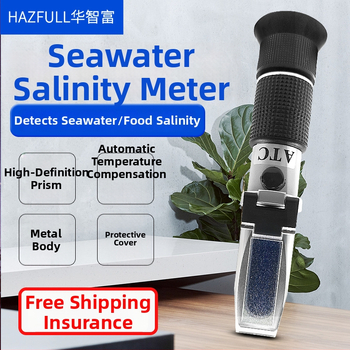 Dispozitiv optic pentru salinitatea apei de mare, pentru apă de mare, salinitate alimentară, saramură și acvacultură; Brand Hazfull; Interval: 0–28‰ și 0–100‰