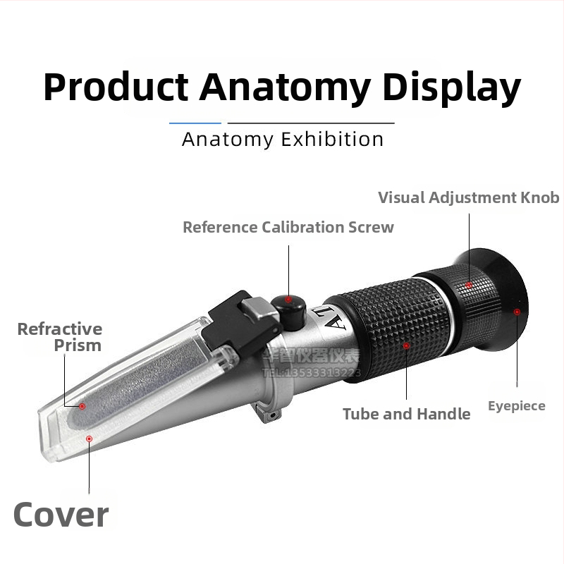 Dispozitiv optic pentru salinitatea apei de mare, pentru apă de mare, salinitate alimentară, saramură și acvacultură; Brand Hazfull; Interval: 0–28‰ și 0–100‰