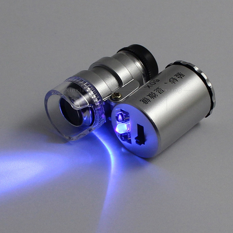 60x φορητό μικροσκόπιο τσέπης με LED φως και UV, για επαλήθευση χαρτονομισμάτων, κοσμημάτων, παλαιού νεφρίτη και φύλλων τσαγιού