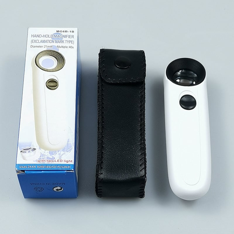 MG6B-1B Χειρός Μεγεθυντικός Φακός, 40× Μεγέθυνση, LED Φωτισμός, Διπλός Φακός, Για Αναγνώριση Αντίκες Κοσμήματα