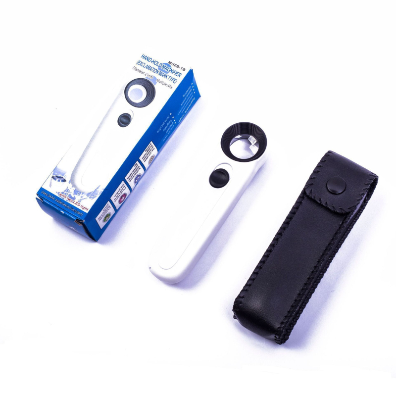 MG6B-1B Χειρός Μεγεθυντικός Φακός, 40× Μεγέθυνση, LED Φωτισμός, Διπλός Φακός, Για Αναγνώριση Αντίκες Κοσμήματα