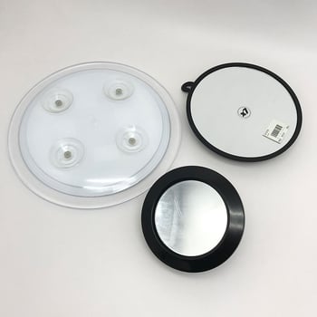 Kerek sminktükör szívókoronggal, 5x–7x nagyítás, ABS keret, egyoldalas, falra akasztható, átmérő 23.5 cm
