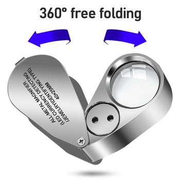 Μεγεθυντικός φακός 40x, φορητός, αναδιπλούμενος, με φωτισμό