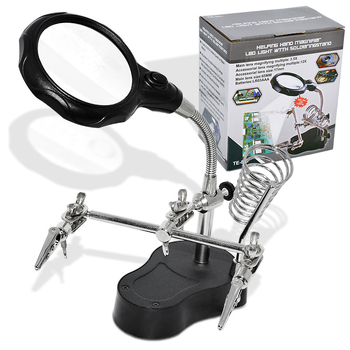 Επιτραπέζια ηλεκτρική σταθμός συγκόλλησης με μεγεθυντικό φακό και βοηθητικό συγκρατητή για επισκευές κινητών τηλεφώνων, PCB και μητρικών πλακετών