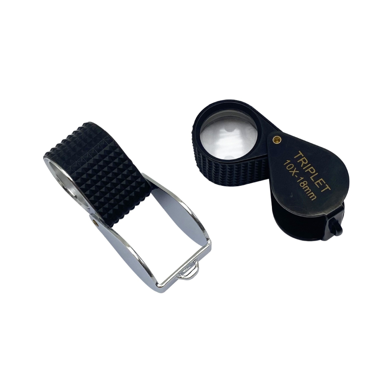 10x Φορητός Πτυσσόμενος Μεταλλικός Μεγεθυντικός Φακός για Κοσμήματα και Αντίκες, Μη Ολισθηρή Λαβή