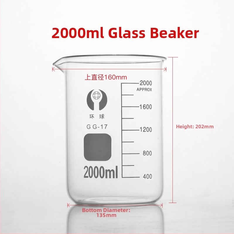 Γυάλινο μετρητικό ποτήρι για εργαστήριο με κλίμακα, ανθεκτικό σε υψηλές θερμοκρασίες, θερμαινόμενο, διαφανές, ml