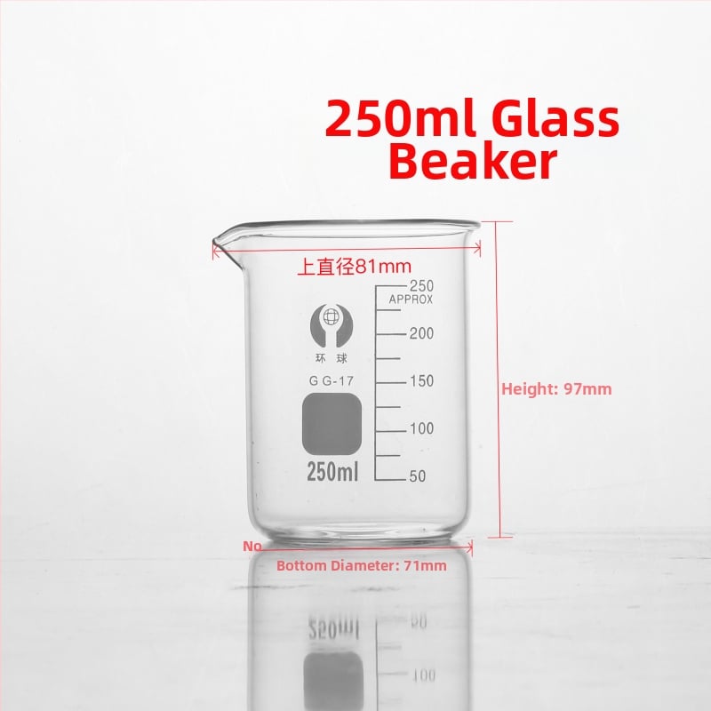 Γυάλινο μετρητικό ποτήρι για εργαστήριο με κλίμακα, ανθεκτικό σε υψηλές θερμοκρασίες, θερμαινόμενο, διαφανές, ml