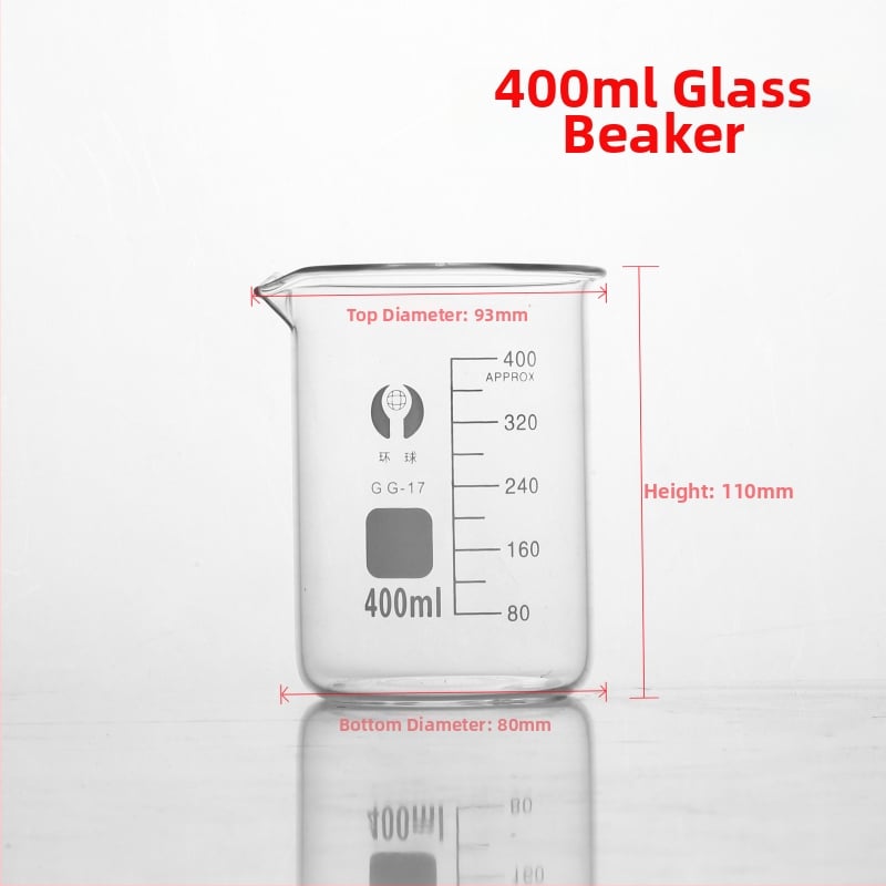 Γυάλινο μετρητικό ποτήρι για εργαστήριο με κλίμακα, ανθεκτικό σε υψηλές θερμοκρασίες, θερμαινόμενο, διαφανές, ml