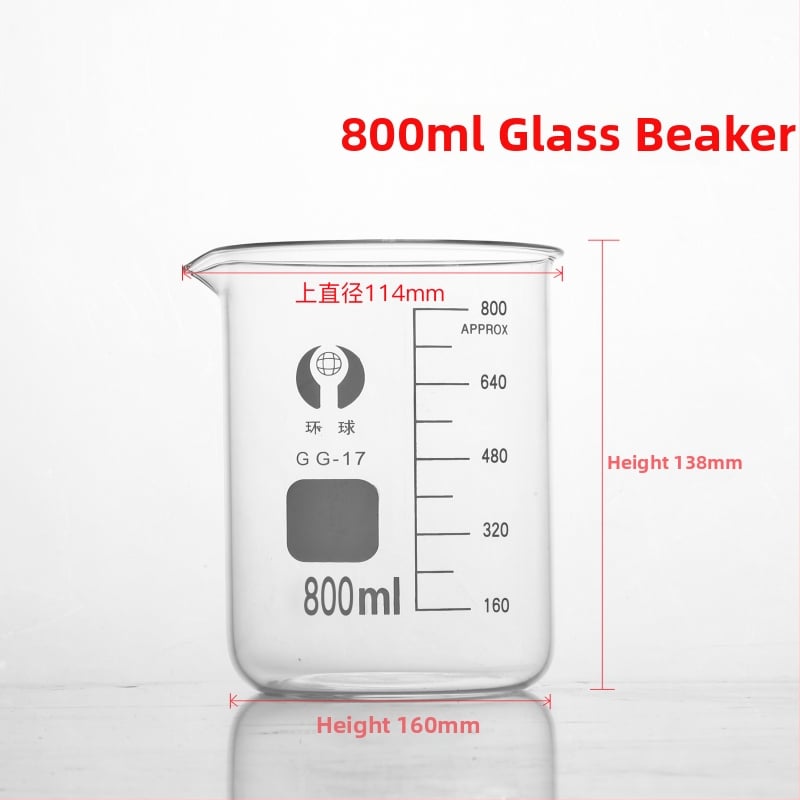 Γυάλινο μετρητικό ποτήρι για εργαστήριο με κλίμακα, ανθεκτικό σε υψηλές θερμοκρασίες, θερμαινόμενο, διαφανές, ml