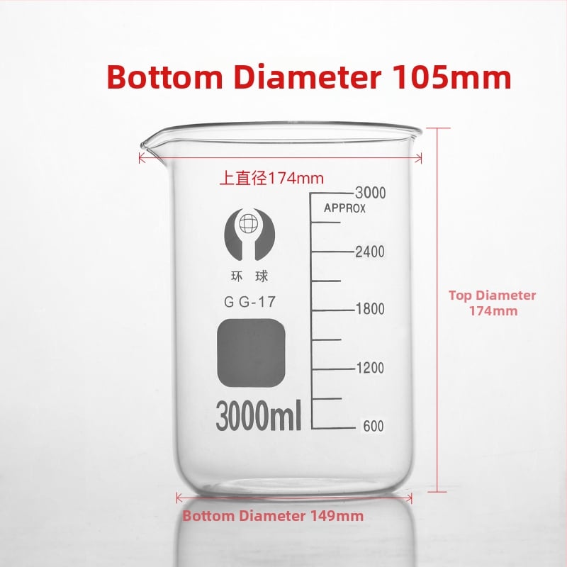 Γυάλινο μετρητικό ποτήρι για εργαστήριο με κλίμακα, ανθεκτικό σε υψηλές θερμοκρασίες, θερμαινόμενο, διαφανές, ml