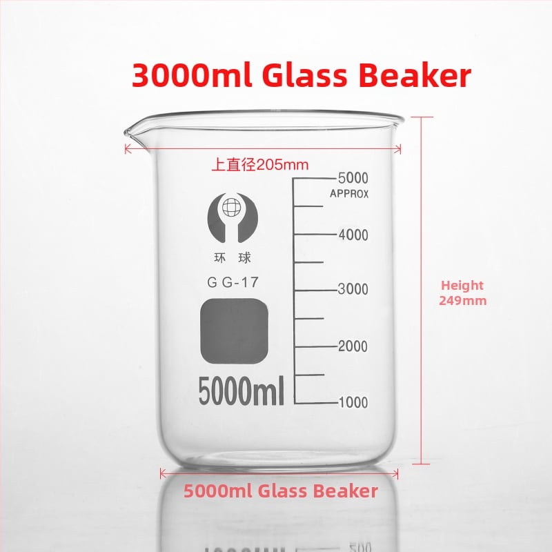 Γυάλινο μετρητικό ποτήρι για εργαστήριο με κλίμακα, ανθεκτικό σε υψηλές θερμοκρασίες, θερμαινόμενο, διαφανές, ml