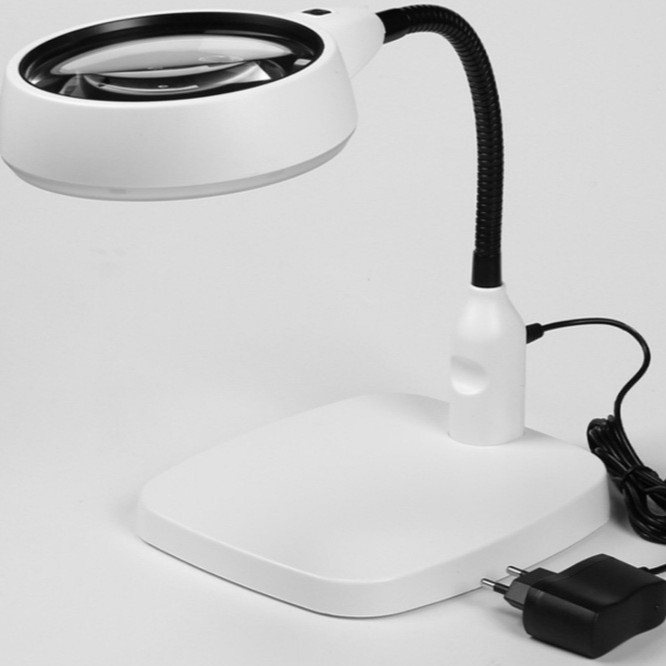 Stolna lupa s 21 LED osvjetljenjem, 10x HD povećanje, fleksibilan vrat, kapica za prašinu