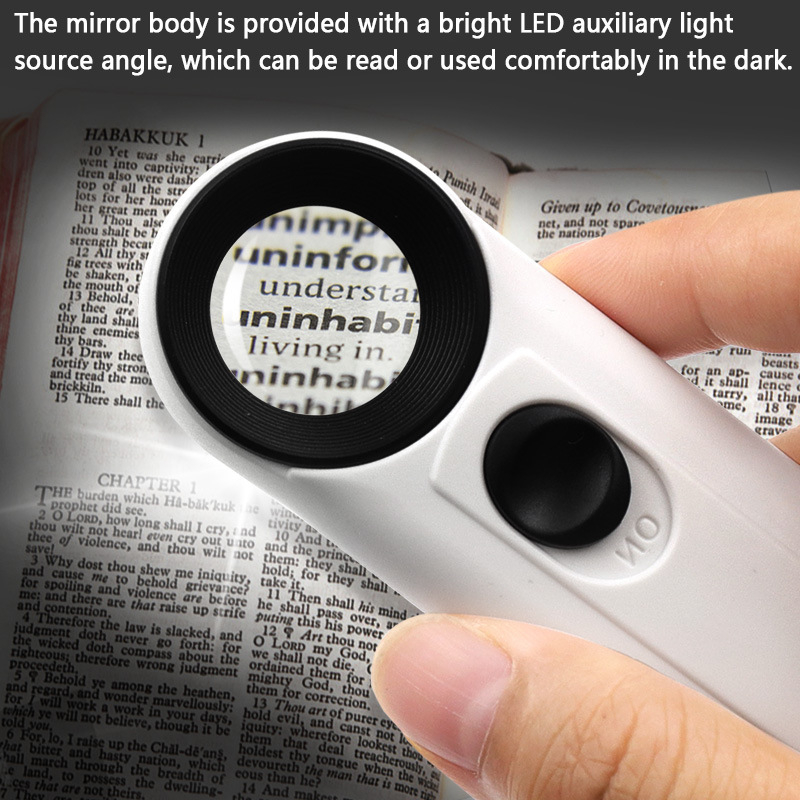 MG6B-1 Lupa za nakit s LED dvostrukim osvjetljenjem, ručna, oblik uskličnika, 40x povećanje, promjer leće 21 mm