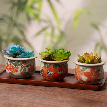 Keramička saksija za sukulente, ručno oslikana, prozračna, pogodna za zidnu montažu, stolnu ili viseću upotrebu, kineskog stila