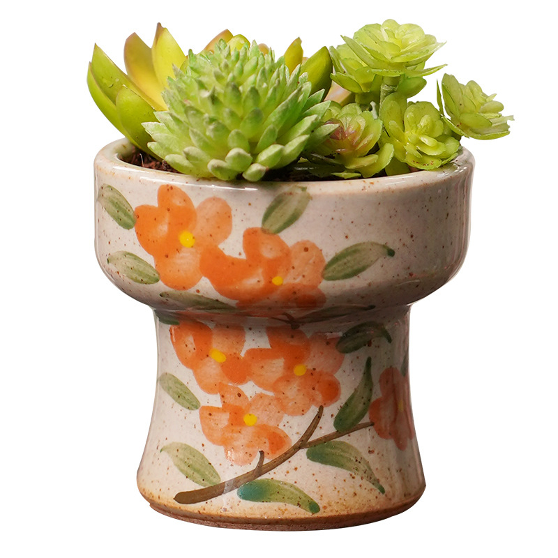 Keramička saksija za sukulente, ručno oslikana, prozračna, pogodna za zidnu montažu, stolnu ili viseću upotrebu, kineskog stila