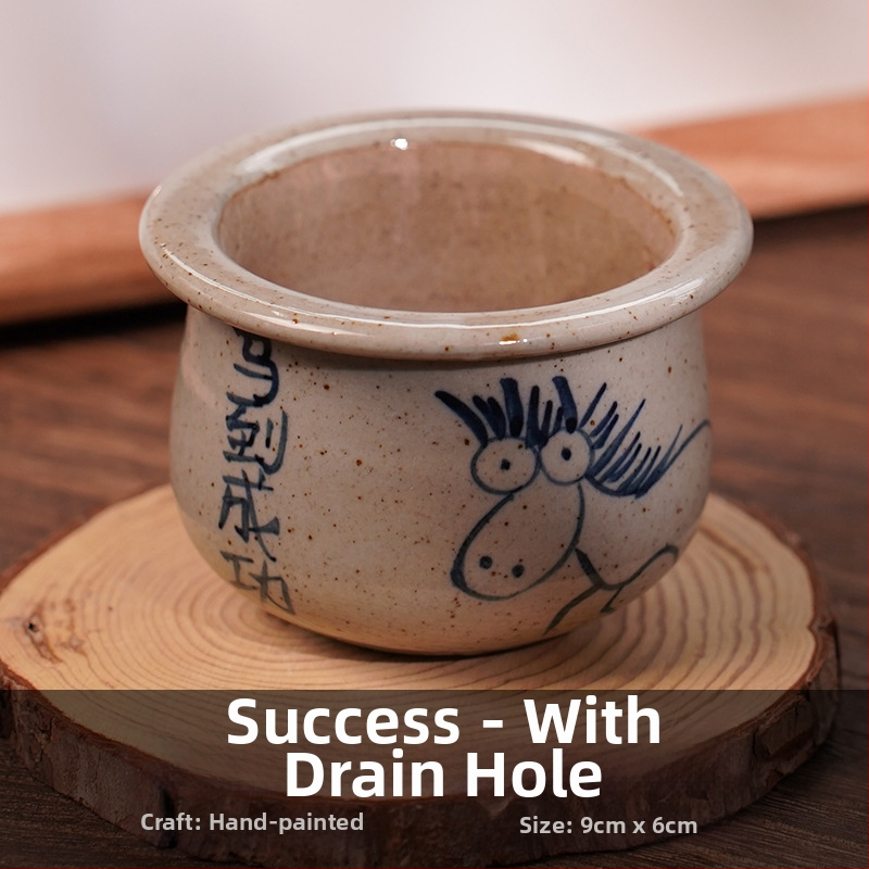 Keramický kvetináč pre sukulenty, ručne maľovaný, dýchajúci, vhodný na stenu, na stol alebo na zavesenie, čínskeho štýlu