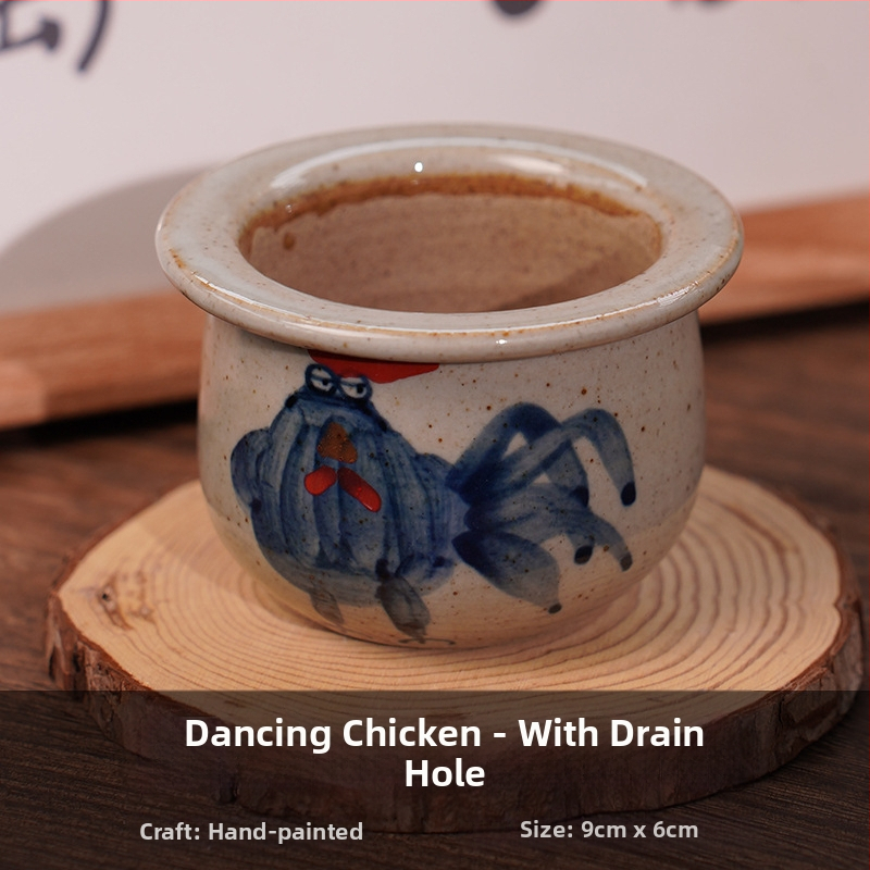 Keramický kvetináč pre sukulenty, ručne maľovaný, dýchajúci, vhodný na stenu, na stol alebo na zavesenie, čínskeho štýlu