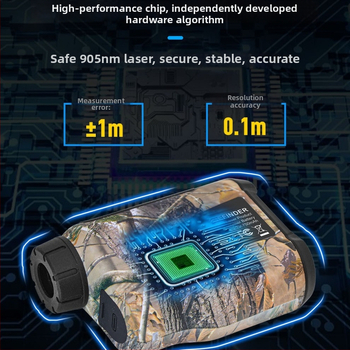 Distanțier laser pentru golf cu măsurare unghi și pantă – rază 5-1000 m, mărire 6x, baterie litiu, seria Lab Camuflaj