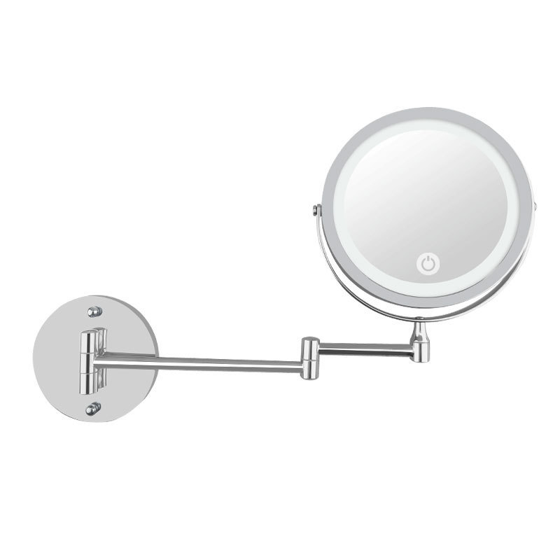 LED világításos sminktükör a fürdőszobába, összecsukható, kétoldalas falra szerelhető, USB töltés, érintéses fényerő-szabályzás, 10x nagyítás