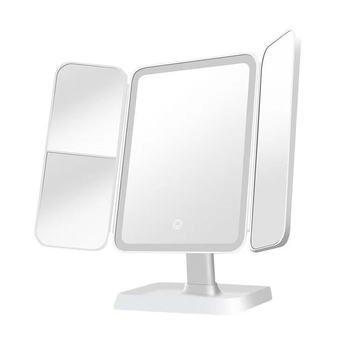 Vékony, nagy méretű dupla ajtós sminktükör, erős LED világítással, összecsukható és érintésérzékelős