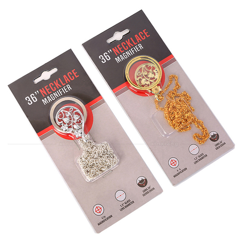 Ogrlica s lupom u cvjetnom stilu sa strass kamenjem – prijenosna, 4.5× povećanje