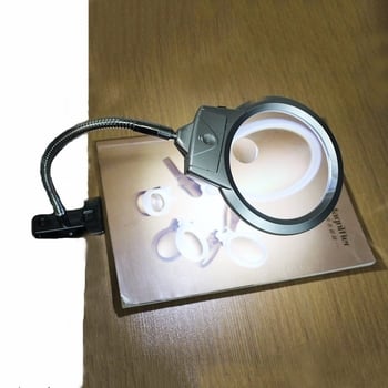 Clip-on povećalo sa LED svjetlom – Metalna stolna lampa za čitanje